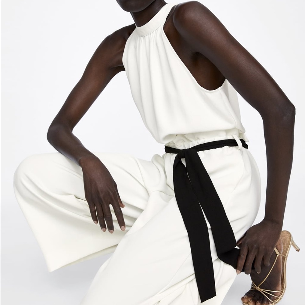 Zara Halter neck Jumpsuit with tie waist